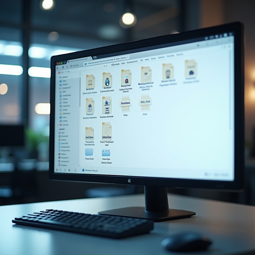 Clean digital folder structure displayed on a monitor showing organized SOP categories